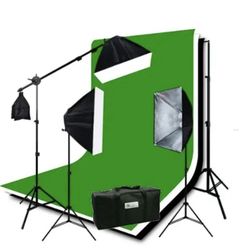Ephoto Photography Studio Video Lighting With A Few Backdrop Screens Lighting Kit Background Support Kit H9004SB-69BWG MSRP 899.99  I get abandoned st