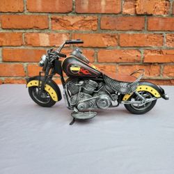 Metal Motorcycle Sculpture With Harley Davidson Shield Vintage
