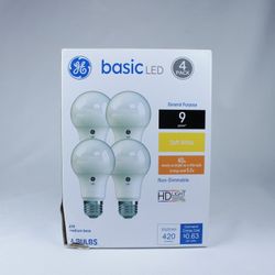 GE 4PK 5.2W 40W EQUIVALENT BASIC LED LIGHT BULBS SOFT WHITE 420 LUMENS