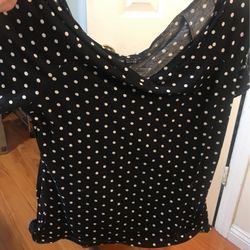 Black polkadot off the shoulder women’s blouse