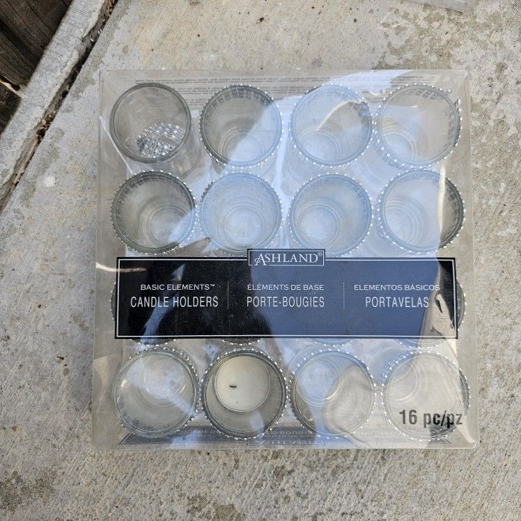 Ashland Clear Glass Tea Light Candle Holder Cups