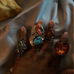 Very Nice Sterling  Silver & Real Stone Stone Ring 