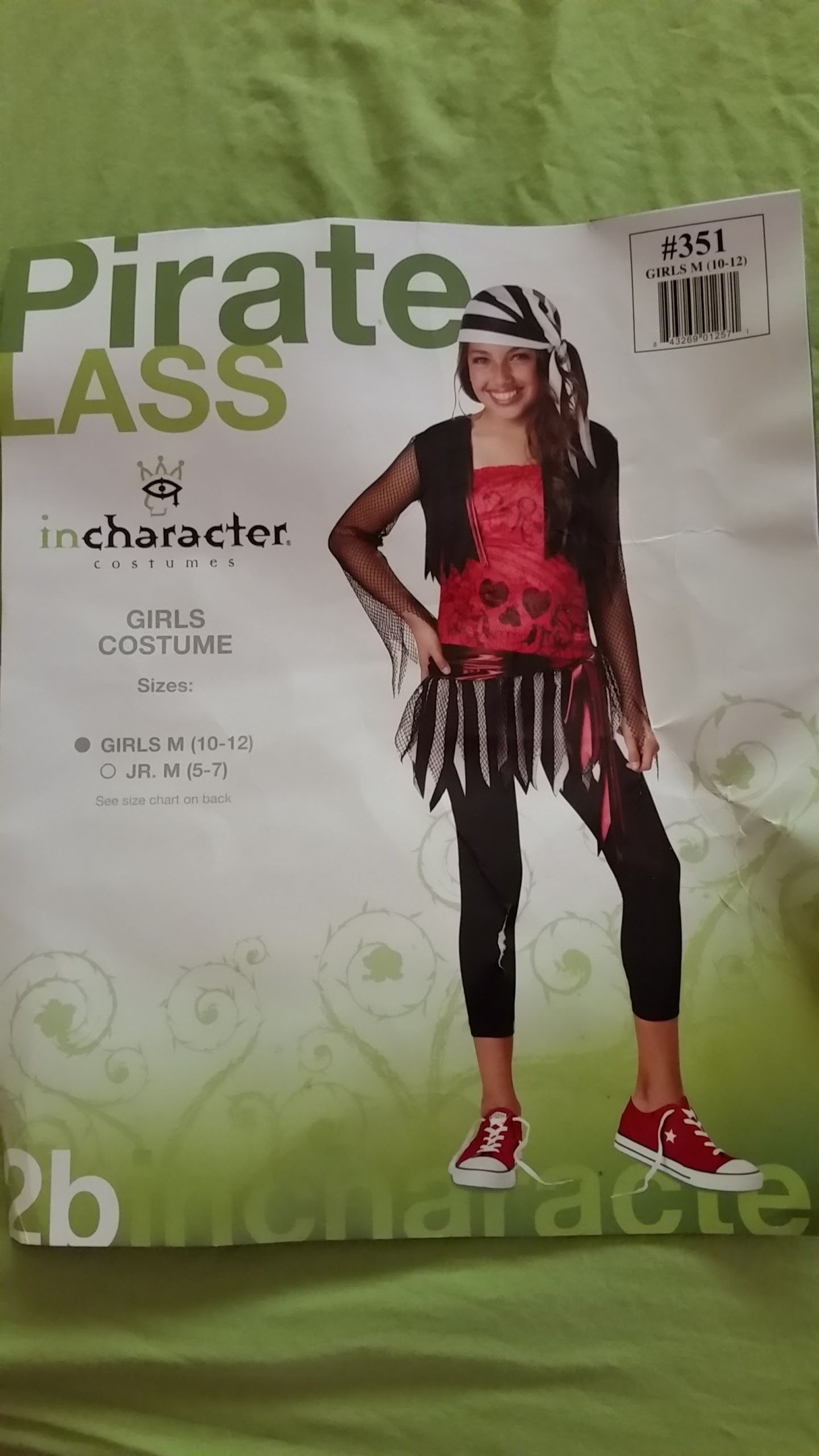 GIRL'S PIRATE COSTUME, Size M (10-12) Disfraz de Pirata para Niña, talla M.