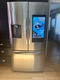 Samsung Stainless Steel Fridge smart display