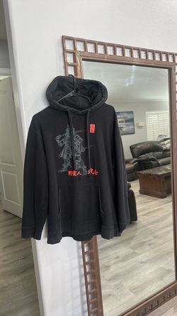 Black Samurai Graphic Pullover Hoodie