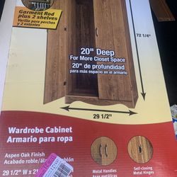 Wardrobe cabinet Size 20” Deep X 291/2”  72 1/4”