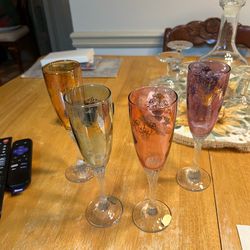 Hand Blown 4  wine glasses