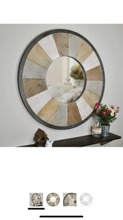 Gorgeous Circular Mirror Wood Frame 32" Still In Box