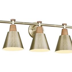 FEMILA Bathroom Light Fixtures, Modern Bathroom Vanity Light With Hammered Metal Shade, Sconces Wall Lighting For Mirror Kitchen Bedroom, Gold, 37"