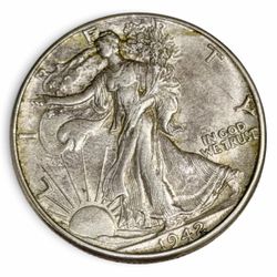 1942 Walking Liberty Half Dollar 90% Silver Coin – Vintage US 50 Cent