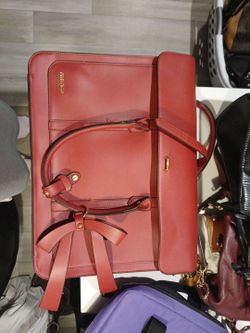 Meche Red Leather Structured Handbag