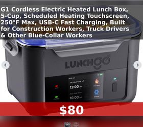 G1 Cordless Electric Heated Lunch Box, 5-Cup, Scheduled Heating Touchscreen, 250°F Max