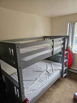 Twin Size Bunk Bed with 2 Mattresses – $200