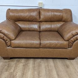 Light Brown Genuine Leather Loveseat