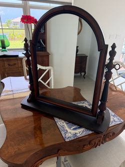 Vintage Wood Vanity Dressing Table Mirror