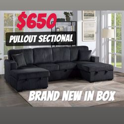 3-Piece Convertible Sectional Sleeper Sofa & 2 Chaise Storage/ Black, Brown,light And Dark Grey 