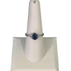 14kt White Gold .25ct Diamond & Sapphire Ring