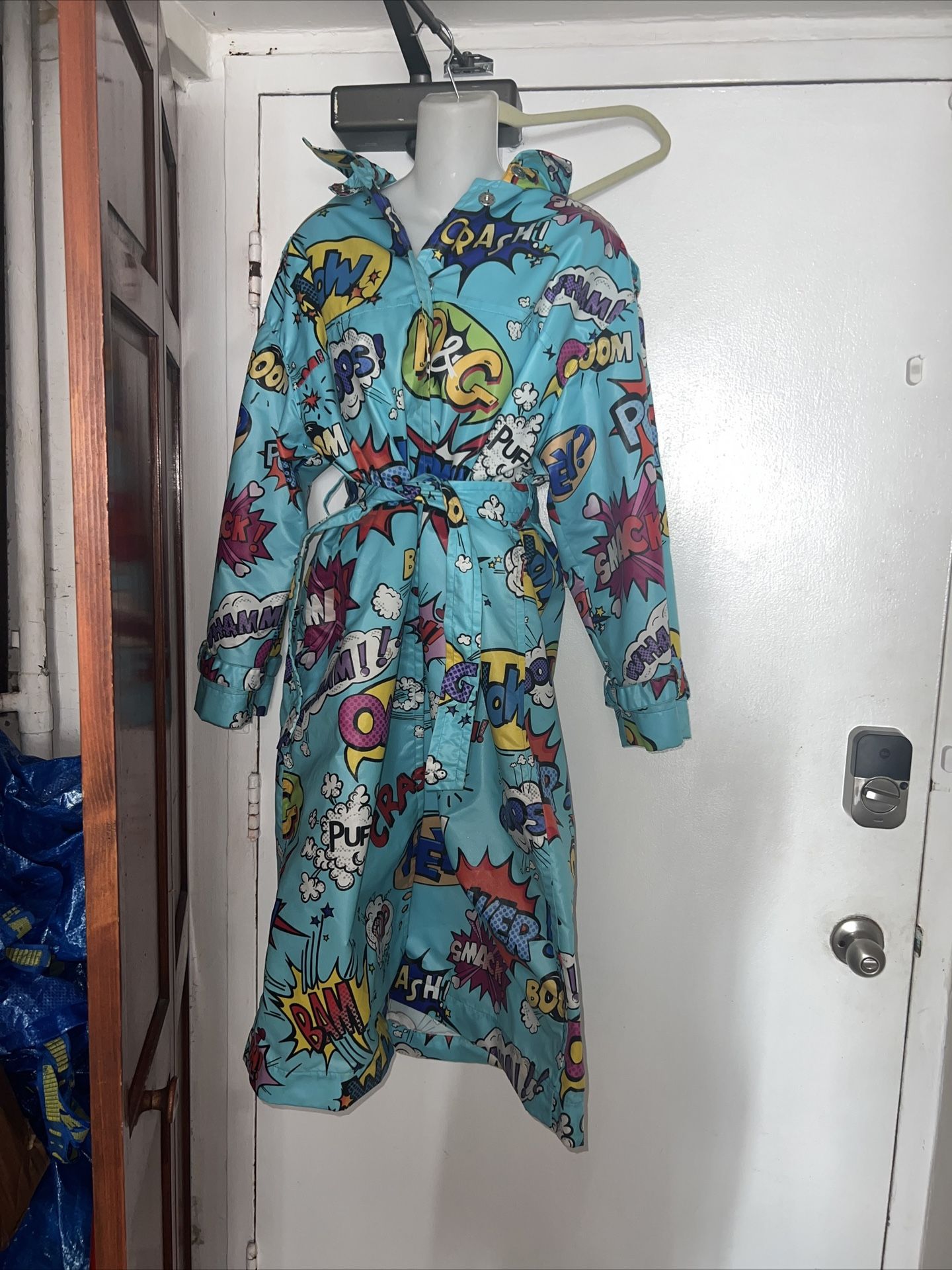 Dolce & Gabbana Cartoon Rain Coat Graffiti Trench Coat Comic Jacket