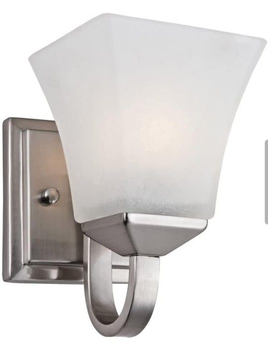 Design House 587733 Torino Traditional 1-Light Indoor Dimmable Up/Down Mount Bathroom Vanity Light with Frosted Glass for Hallway Foyer, Satin Nickel