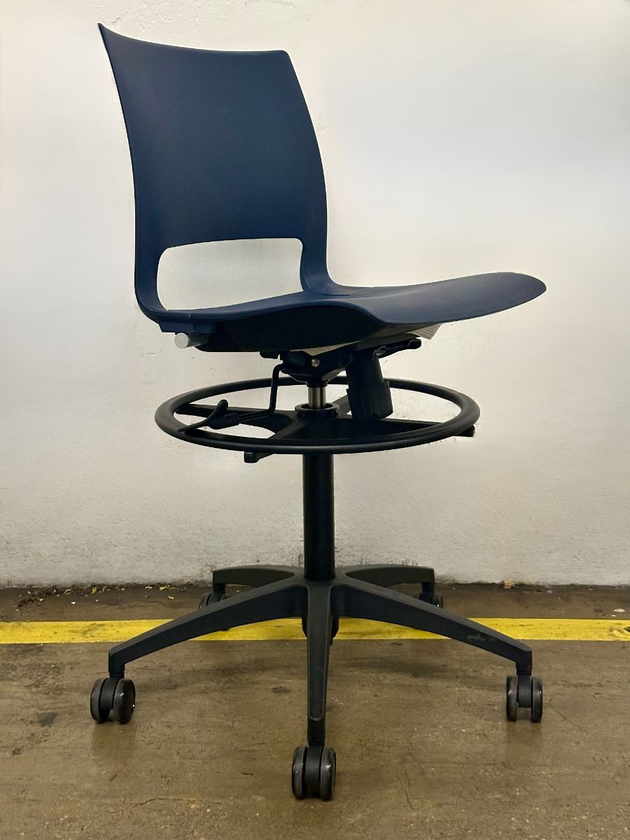 9to5 Seating Vox Task Stool Chair (Navy Blue/Black