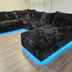 Brand New Sectional Corduroy Fabric Oversize 3 Pcs W/ LED LIGHT $1999