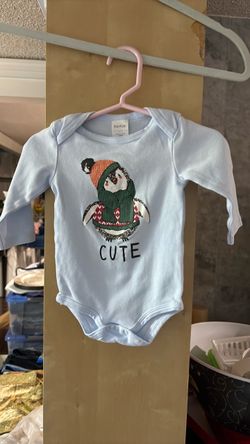 Kavkas blue penguin long sleeve onesie size 3-6