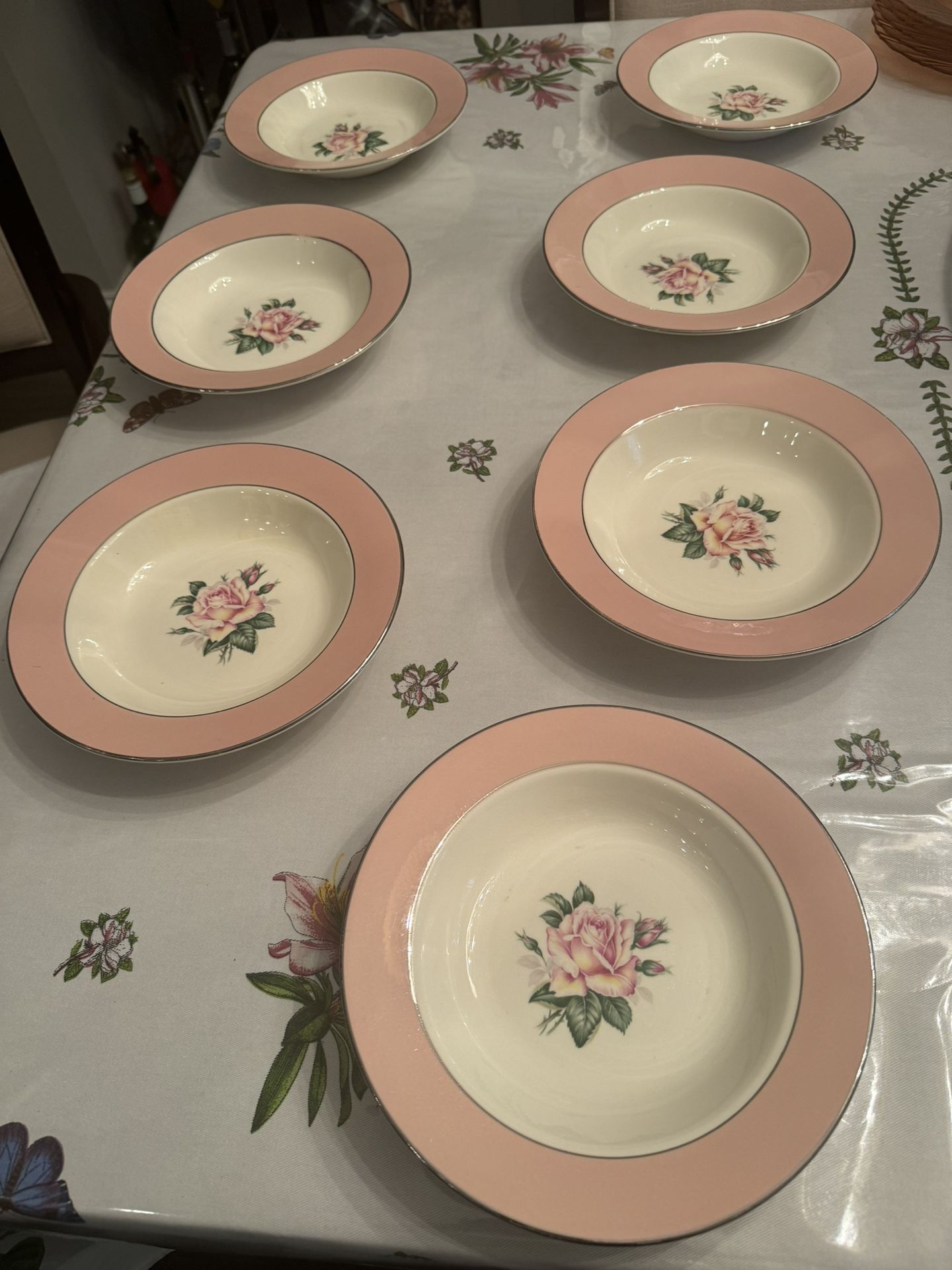 Lifetime China Company Vintage Pink Rose Soup Bowls