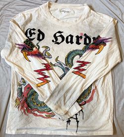 Ed Hardy Vintage bedazzled dragon long sleeve shirt