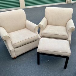 Two Accent Chairs With one Ottoman 