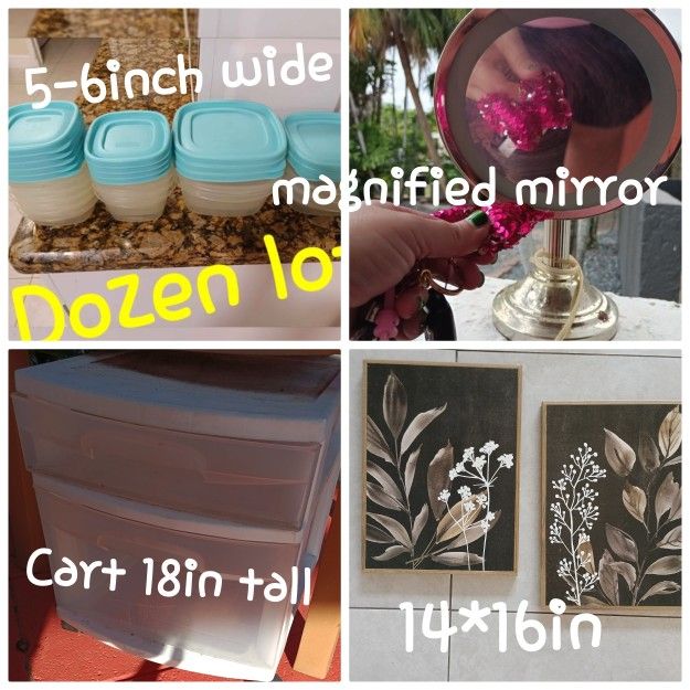 Food Containers Mirror Frames Each $10