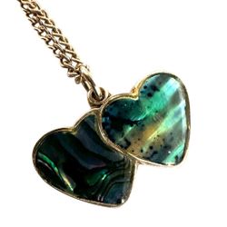 Abalone  double heart  pendant necklace