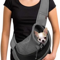 YUDODO Pet Dog Sling Carrier Breathable Mesh Travel Safe Sling Bag(S/M)Black/Gray