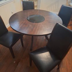 Deep Brown Round Dining Room Table 