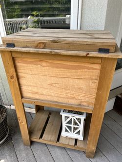 Solid Wood Outdoor Stand / Shelf with Built-In Cooler for Drinks