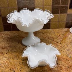 Ribbon Milk Glass 