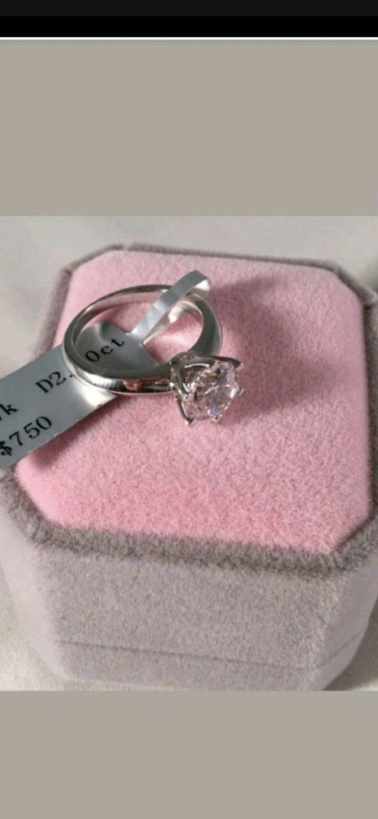 SPARKLING 18 Kt Over Silver 3 CT MOISSANITE SOLITAIRE RING SIZE 6 1/2