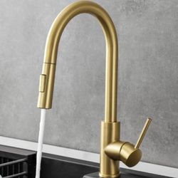 Kitchen Faucet with Pull Down Sprayer, High Arc - GOLD