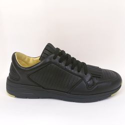 Gucci Men's Black Leather Fringed Low-Top Sneakers 5.5 G 