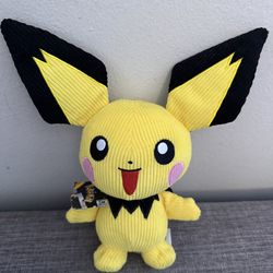 NWT Pokémon Corduroy Pichu Plush 8”