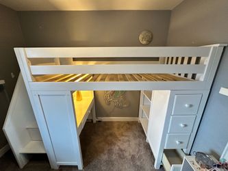 Twin size loft bed with desk