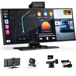 Brand New 11.5" Wireless CarPlay, andriod auto Screen + front and rear dash Cams