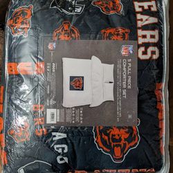 NFL Chicago Bears Full Size Bedding Set, New (Comforter, Sheets, Pillow Cases)