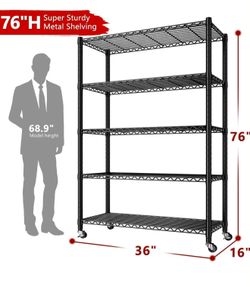 5-Tier NSF Certified Storage Shelves( 36” x 16” x76”)