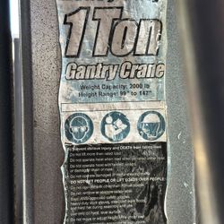 Pittsburgh Heavy Duty 1 Ton Gantry Crane