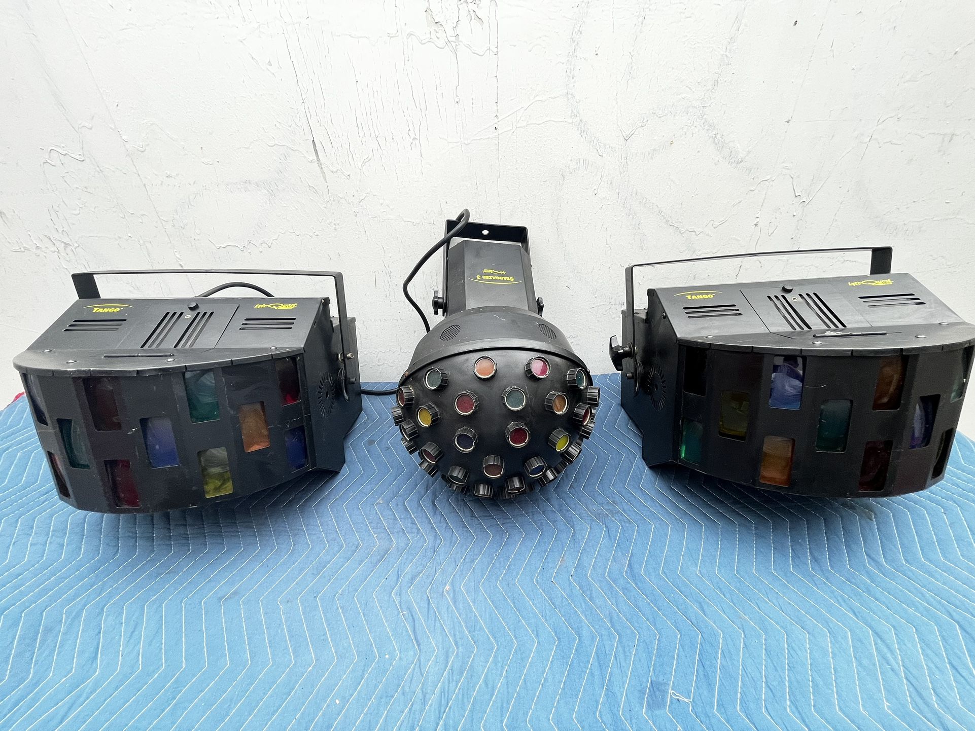 3 LYTE QUEST PRO Vintage DJ Night Club Lights TANGO LQ-223 & STARGAZER 3 LQ-413