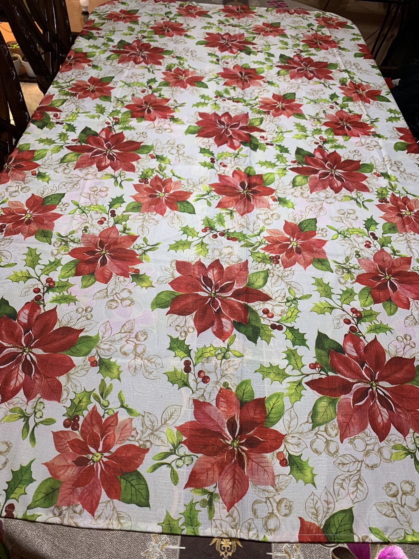 Christmas Fabric Tablecloths 60”X84” Used Only Once 