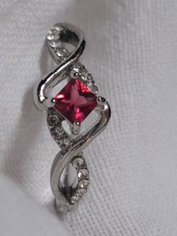 Raspberry topaz sterling silver PLATED rings size 6 and 8 available