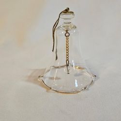 Hand-Blown Glass Wedding Bell Ornament With Hold Trim 2.25" Tall 1.25" Wide Excellent Vintage Condition This hand-blown glass wedding bell ornament is