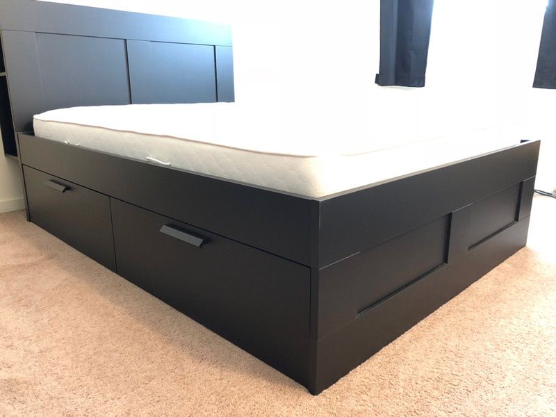 Ikea Brimnes Bed Frame With Storage And, Ikea Queen Size Bed Frame With Drawers