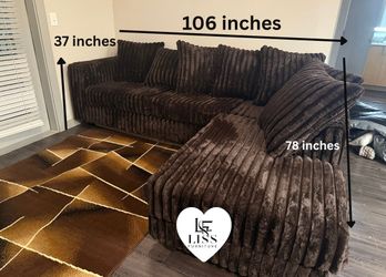 🛋️ NEW Gia Corduroy Sectional Sofa Chocolate| 106" L-Shape | 2 Colors | 🚚 FREE Delivery | Best Price!